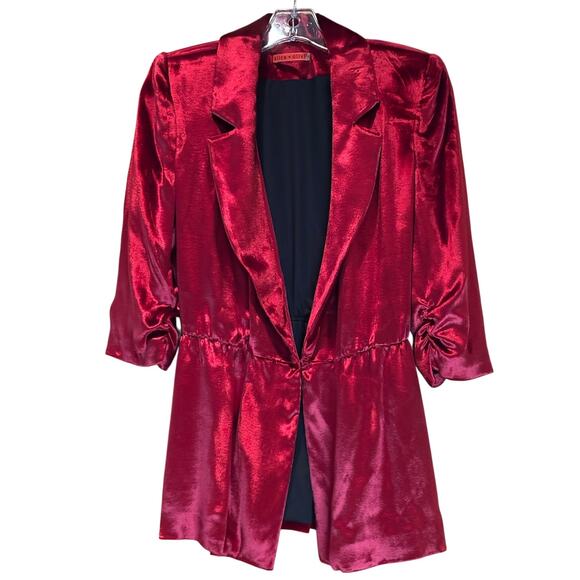 Alice + Olivia Red Velvet 3/4 Sleeve Blazer, Jacket Size Medium, EUC - Picture 1 of 5